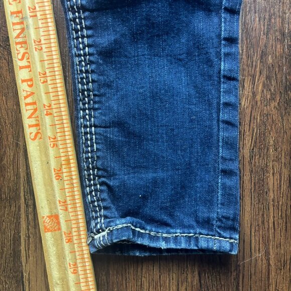 Rock Revival Henna Skinny Jeans Rhinestones Distressed Dark Wash Women’s Size 25 - Picture 10 of 12